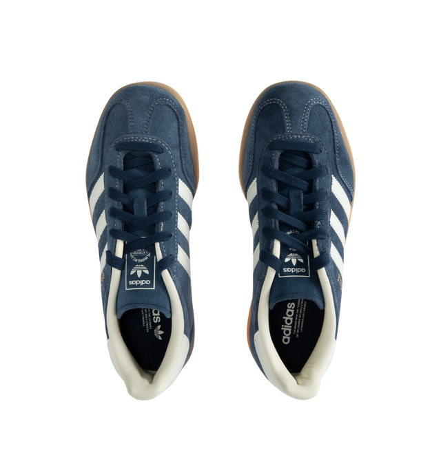 Image 5 of 5 - NAVY - Adidas Gazelle Indoor Sneakers are a lace-up style with suede uppers and gum outsoles. Textile linings. Unisex style in men's sizes. 
