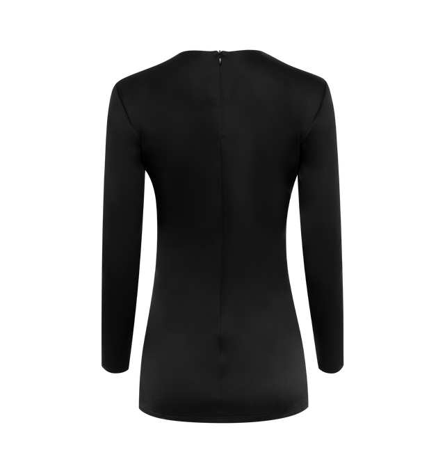 Image 2 of 2 - BLACK - KHAITE Vlad Top featuring high neckline and armholes, long sleeves and concealed zipper at back. 61% acetate, 34% viscose, 5% elastane. 