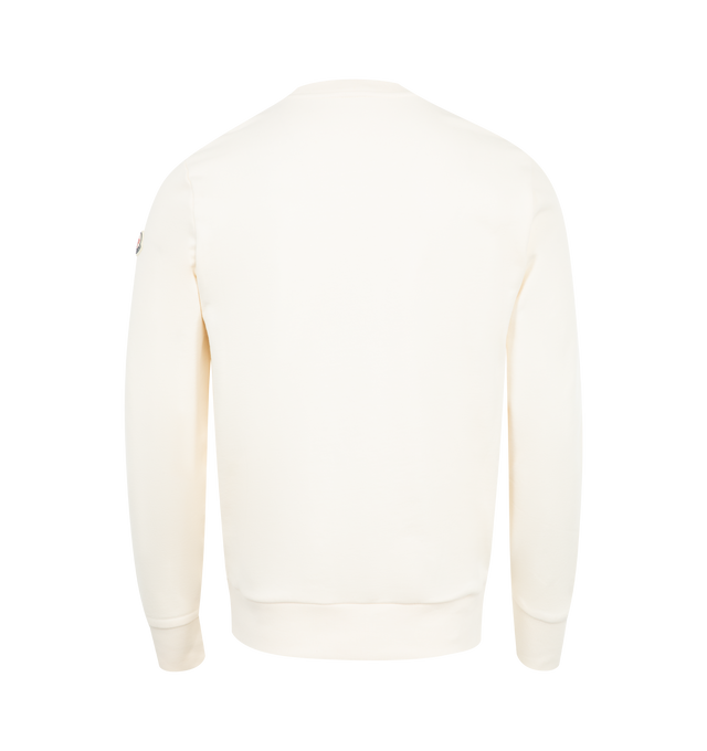 Image 2 of 3 - WHITE - Moncler Script Font Sweatshirt has a crew neck, ribbed trims, and a logo design.  