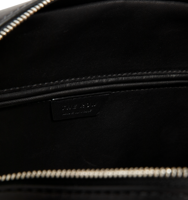 Image 3 of 3 - BLACK - THE ROW India 12.00 Bag in Leather featuring updated bowling bag in polished saddle leather with tubular handles, branded metal padlock and key, and zipper closure. 12 x 9.5 x 12 in. 4.75 in. Handle drop. 100% calfskin leather. Lined in 100% leather. Made in Italy. 