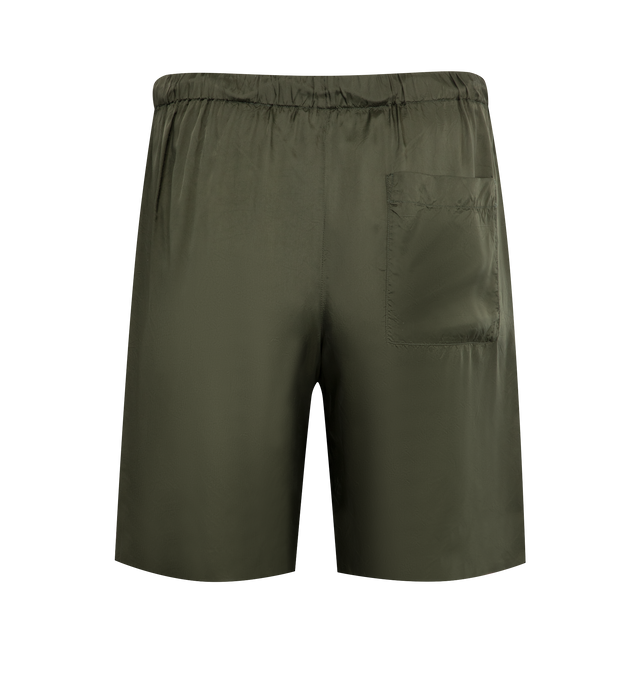 Image 2 of 3 - GREEN - DRIES VAN NOTEN Straight Shorts featuring elasticated drawstring waist, side slit pockets and back pocket. 100% viscose. 