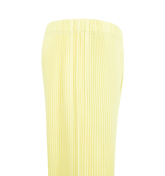 Image 3 of 3 - YELLOW - ISSEY MIYAKE Pant featuring mid-length, quick-drying property, relaxed fit, pleats throughout, pockets on both sides, a drawcord at the waist and a button-fly design. 100% polyester. Made In The Philippines. 