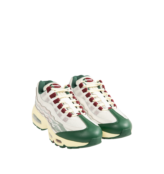 Image 2 of 5 - WHITE - NIKE Air Max 95 "Big Bubble" SE Sneaker featuring upper that combines real and synthetic leather with airy textiles for a layered, visible Max Air cushioning, flex grooves in the midsole and outsole, foam midsole and rubber outsole. 
