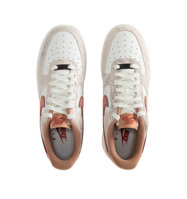 Image 5 of 5 - PINK - NIKE Air Force 1 '07 LV8 Sneaker featuring leather upper with a perforated toe box, Nike Air cushioning, rubber outsole with heritage hoops pivot circles, suede Swoosh logo, padded collar and foam midsole. 