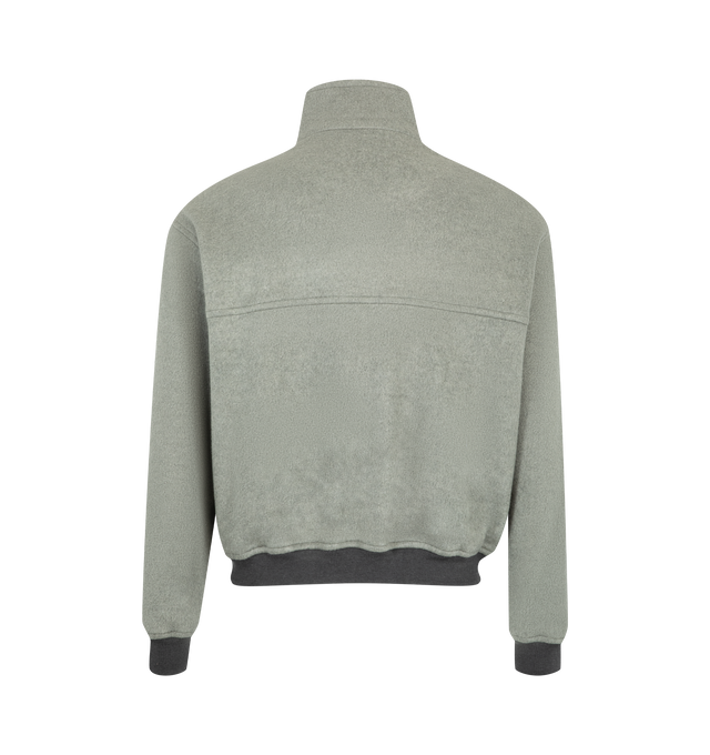 Image 2 of 3 - GREY - Auralee Men's Pure Silk Comfort Fleece Zip Blouson is crafted from 100% silk fleece spun entirely from fine-count silk yarns and features a slim-fit silhouette with a front zip closure. Finished with a specialized brushing process that creates a rich, bundled surface texture, this elevated layer offers exceptional softness, generous volume, and the natural luster and color clarity unique to silk. Main Material: 100% Silk.  