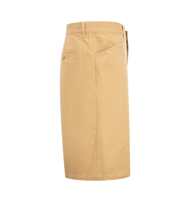 Image 3 of 3 - BROWN - CASABLANCA Chicano Shorts featuring button zip closure, belt loops on waistband, two side pockets and two back welt pockets with button closure.  