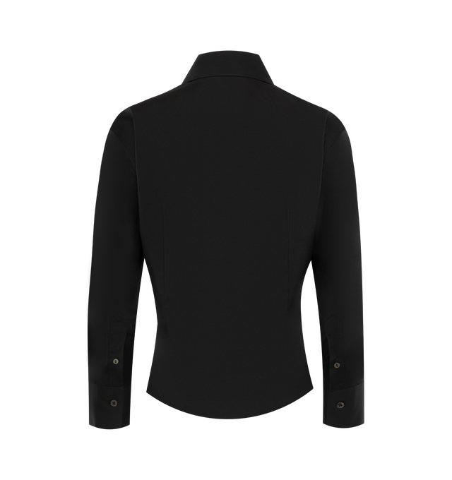 Image 2 of 2 - BLACK - THE ROW Frou Shirt featuring petite button-up shirt in stretch high-density cotton poplin with classic shirt hem and French placket with mother-of-pearl buttons. 96% cotton, 4% elastane. Made in Italy. 