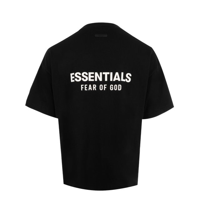 Image 2 of 2 - BLACK - Fear of God Essentials Heavyweight Jersey T-Shirt has long sleeves, a crew neck, dropped shoulders, a brand graphic, rib-knit collar and cuffs, and a rubberized brand label. 100% cotton. Made in Viet Nam.  