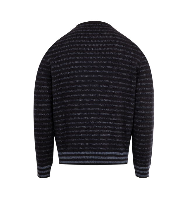Image 2 of 2 - NAVY - LOEWE Sweater in medium-weight wool featuring blurred effect stripes, a gradient brushed finishing at the front and sleeves, regular fit, regular length, jacquard stitch, round neck, ribbed collar, cuffs and hem and anagram embroidery placed at the front. Wool. Made in Italy. 