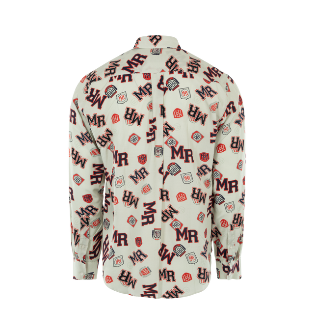 Image 2 of 2 - WHITE - MARTINE ROSE Classic Logo Shirt  featuring long sleeves, front button closure, button cuffs, a fold down collar and logo print throughout. 100% cotton.  