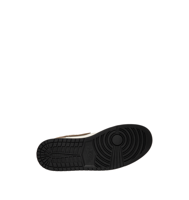 Image 4 of 5 - BROWN - Air Jordan 1 Low Sneakers feature a genuine leather & suede upper with the iconic low-top silhouette for a clean, timeless heritage look. These lifestyle sneakers combine encapsulated Air-Sole cushioning with a durable rubber outsole for lightweight comfort, lasting support, and reliable everyday traction. Main Material: Genuine Leather. Midsole: Encapsulated Air-Sole Unit. Sole: Rubber. 