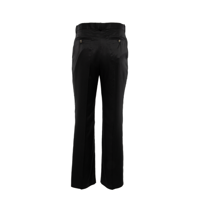 Image 2 of 4 - BLACK - SECOND LAYER High Rise Trouser featuring wide leg, zip and hook concealed closure, side slit pockets and back welt pockets with button closure. 100% viscose. Made in Italy. 
