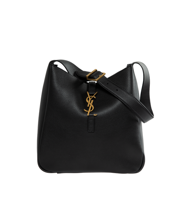 BLACK - SAINT LAURENT  Le A 7 Soft Small has a metal Cassandre hook closure, bronze-tone hardware, and interior zip pocket. Suede lining. 100% calfskin leather. Dimensions: 9 X 8.7 X 3.5 inches.  Made in Italy. 