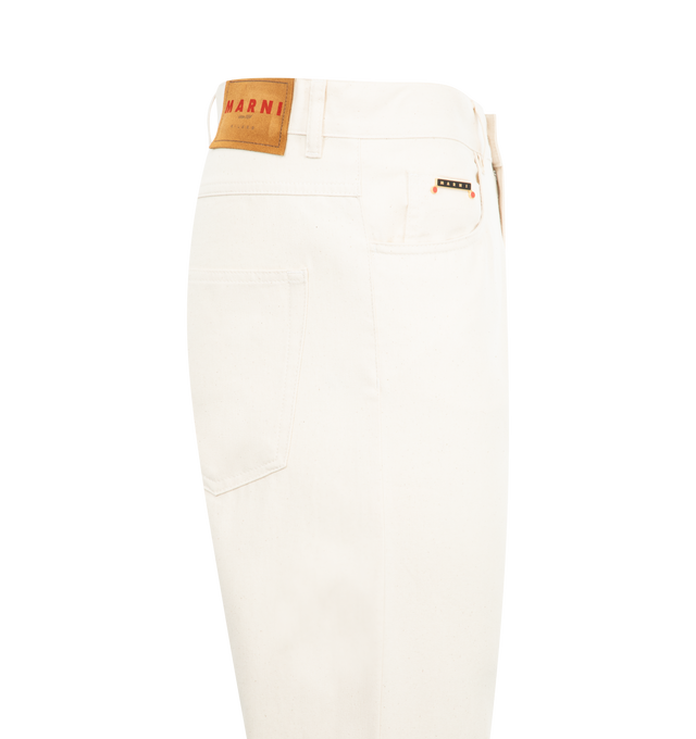 Image 3 of 3 - WHITE - MARNI Denim Trousers featuring fly and button fastening, belt loops, classic five pockets, logo patch to the rear and straight leg. 100% cotton.  