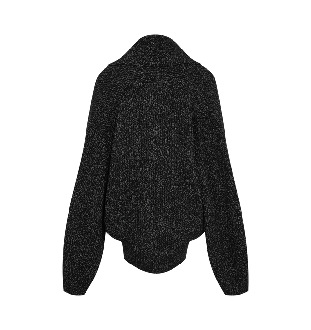 Image 2 of 3 - BLACK - Toteme Women's Oversized Shawl-Lapel Cardigan features wide sleeves, curved shawl lapels, and rounded proportions. It is knitted from heavyweight, ribbed wool and is set with a double-breasted button front. Materials: 82% RWS wool, 13% cotton, 5% polyamide. 