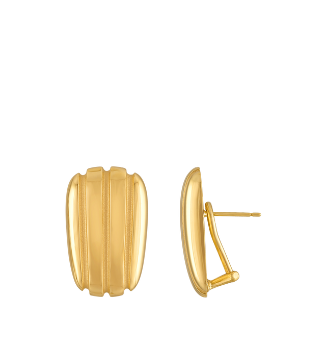 Image 2 of 2 - GOLD - PAMELA ZAMORE Eos Large Stud Earrings featuring omega back, 18k yellow gold stud earring. Hirshleifers offers a range of pieces from this collection in-store. For personal consultation and detailed information about jewelry, please contact our dedicated stylist team at personalshopping@hirshleifers.com. This item may be restricted for online purchase to international clients. For assistance purchasing this item please contact our dedicated stylist team at personalshopping@hirshleifers. 