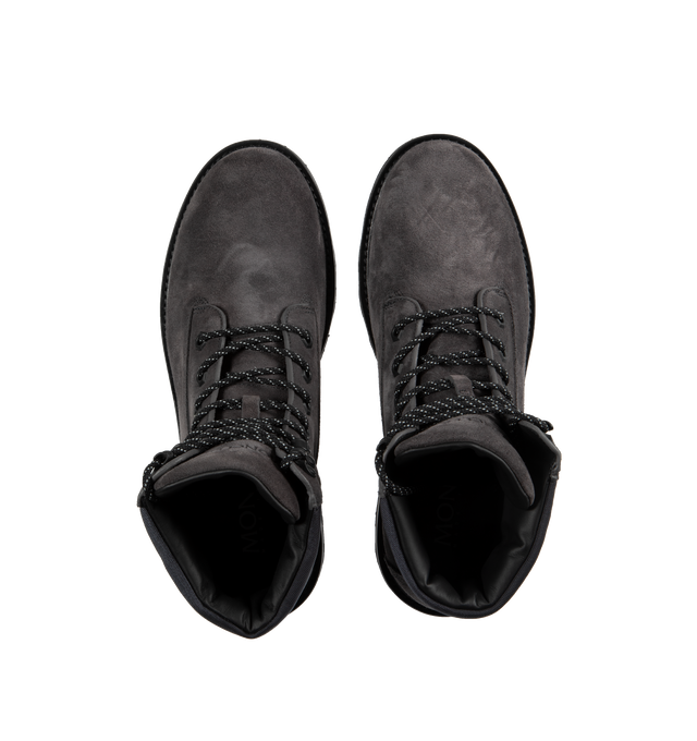 Image 4 of 4 - NAVY - MONCLER Peka Trek Boots featuring suede and nylon upper, leather lining insole, lace closure, leather welt, micro rubber midsole and vibram rubber tread. Sole height 5.5 cm. 100% polyamide/nylon. Lining: cow. Sole: 100% elastodiene. 
