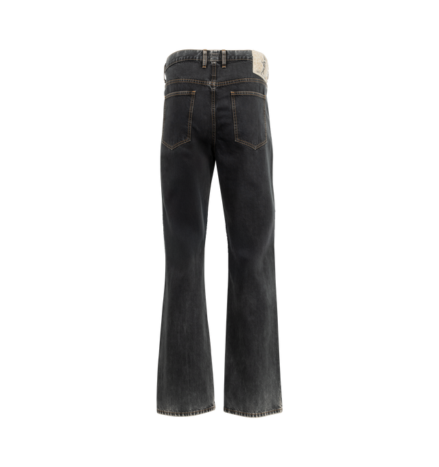 Image 2 of 3 - BLACK - COUT DE LA LIBERTE Rafa Twill Straight Leg Pant featuring low-rise silhouette, button closure, five-pocket styling and straight leg. Cotton. 