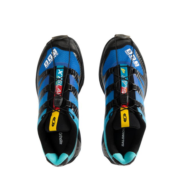 Image 5 of 5 - BLUE - SALOMON XT-4 OG Sneaker featuring Mud Contagrip, Agile Chassis Skeleton, anti-debris Mesh, single layer mesh, abrasion-resistant TPU material, textile lining, lace pocket, sensiFIT, molded OrthoLite sockliner and quickLACE. 