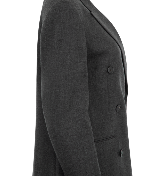 Image 3 of 3 - GREY - The Row Franny Jacket is a double-breasted style with a peak lapel and front besom pockets. 100% wool. Made in Italy.  