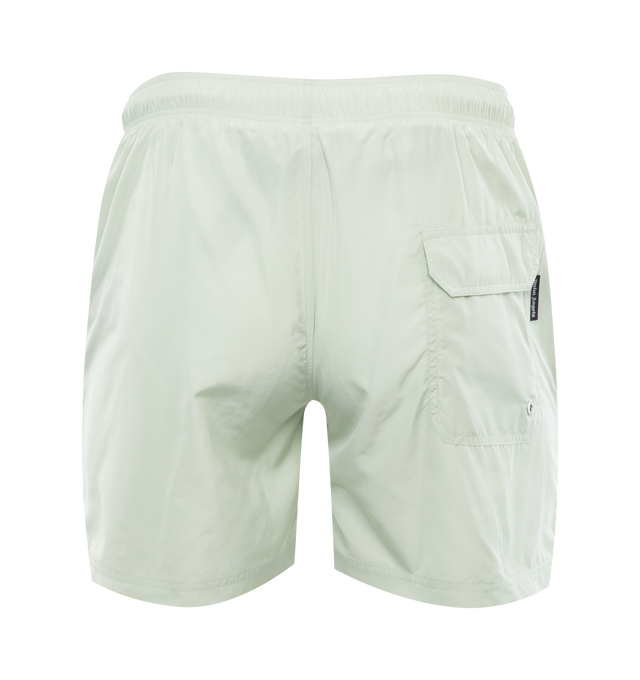Image 2 of 3 - GREEN - PALM ANGELS Classic Logo Swimshorts featuring embroidered logo to the side, elasticated drawstring waistband, two side slash pockets and one rear flap pocket. 100% polyester.  
