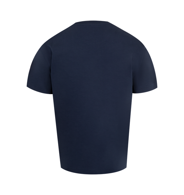Image 2 of 2 - NAVY - Moncler x Gilga Farm Designed by Donald Glover Cotton T-Shirt featuring heavy cotton jersey, ribbed crew neck, short sleeves, embroidered logo motif and logo patch. 100% cotton. Made in Turkey. 