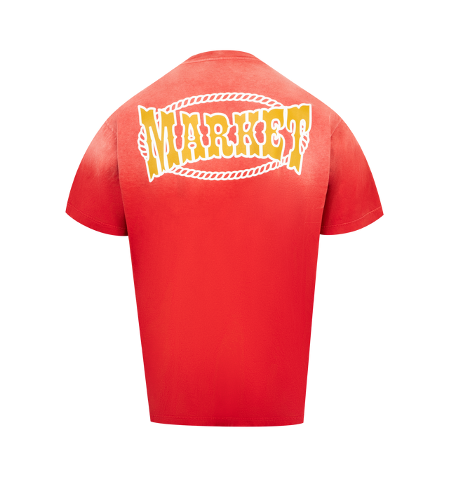 Image 2 of 2 - RED - MARKET Saloon Graphic T-Shirt featuring a relaxed fit, crewneck, short sleeves and graphic on front and back. 100% cotton. 