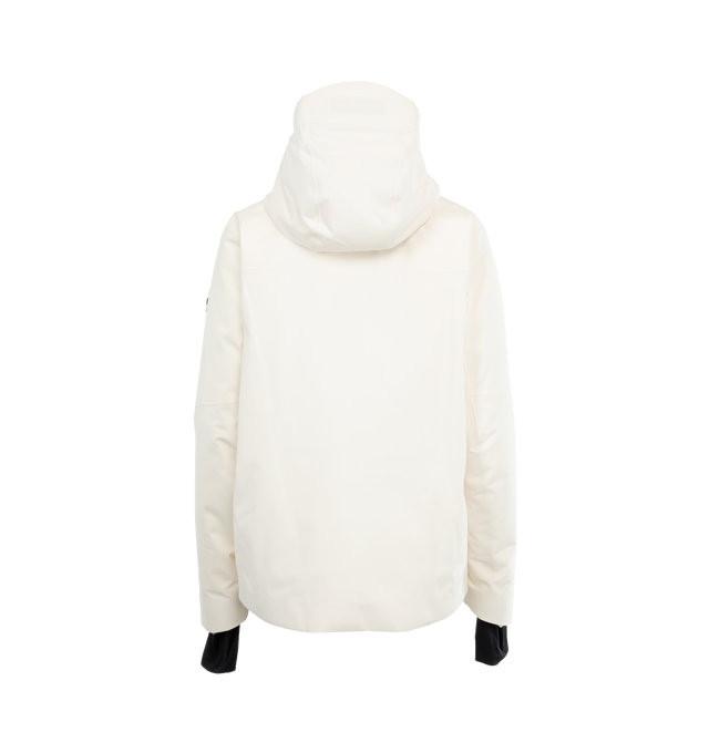 Image 2 of 3 - WHITE - Moncler Chanavey Jacket features a front 2-way zip closure, hood, zipper pockets, and cut-out detailing on the hands. An interior snow skirt helps keep the snow and cold out. 100% polyester. 90% down, 10% feathers. Made in Romania.  