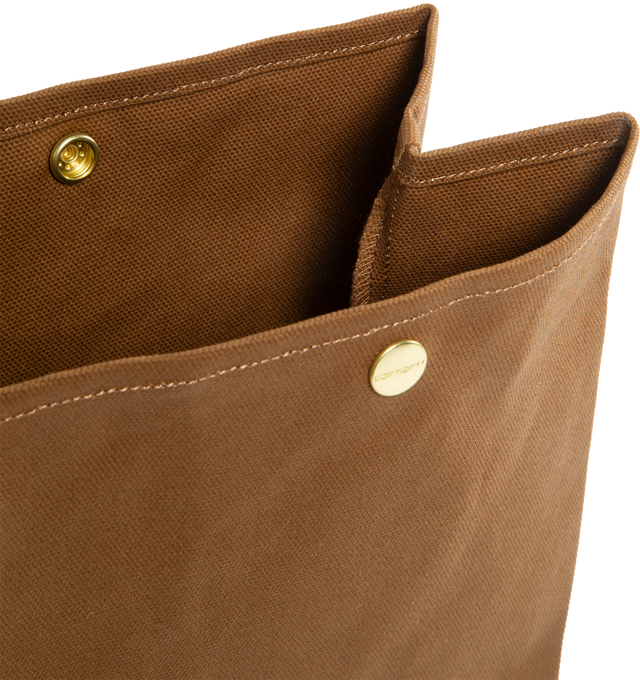 Image 6 of 6 - BROWN - CARHARTT WIP Lunch Bag featuring dry wax coating, food safe, snap button closure and square label. 14.5 x 7.9 x 4.7 inch. 100% cotton. 