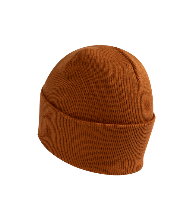 Image 2 of 2 - BROWN - CARHARTT WIP Acrylic Watch Hat featuring a stretchy rib knit, woven Carhartt WIP label on the front and fold over brim. 100% acrylic, 9 gauge. 