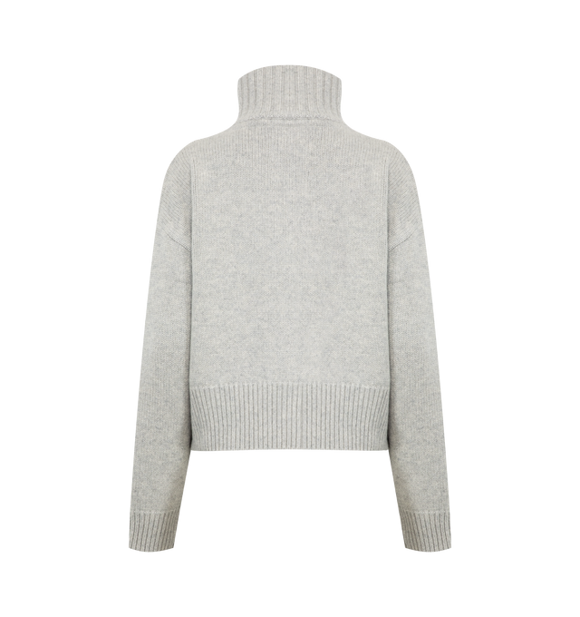 Image 2 of 2 - GREY - EXTREME CASHMERE Xtra Fab Cardigan featuring a two-way zipper, slit pockets, cropped bomber silhouette and high neck. 100% cashmere. 