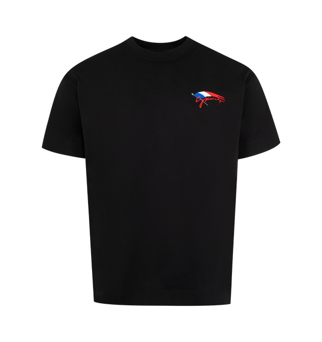 Image 1 of 2 - BLACK - GIVENCHY Logo T-Shirt featuring short-sleeves, crew neck, GIVENCHY logo on the chest and classic fit. 100% cotton. 