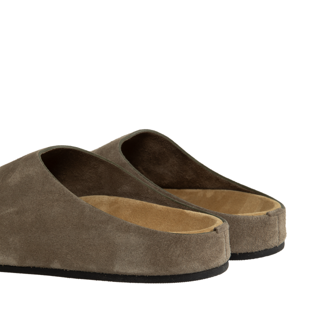 Image 3 of 4 - BROWN - The Row Slip-on clog with a sightly cushioned suede footbed, rounded toe and branded insole.  Upper: 100% Calfskin Leather; Sole: 100% Rubber. 