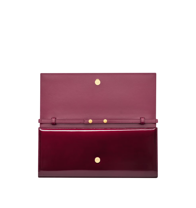 Image 3 of 3 - RED - SAINT LAURENT Kate Clutch in patent leather featuring the cassandre on front, a removable chain strap, leather lining, bronze-tone hardware, magnetic snap closure and one flat pocket. 11" x 5.5" x 1.2". Strap drop: 13.8". Calfskin. Made in Italy. 