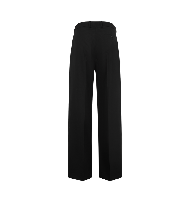 Image 2 of 3 - BLACK - JW Anderson Straight Leg Trousers in black. Features welt back pocket, zip fly and logo tailored waist banding. Finished with leather logo patch. Composition: 100% Wool. Made in Italy. 