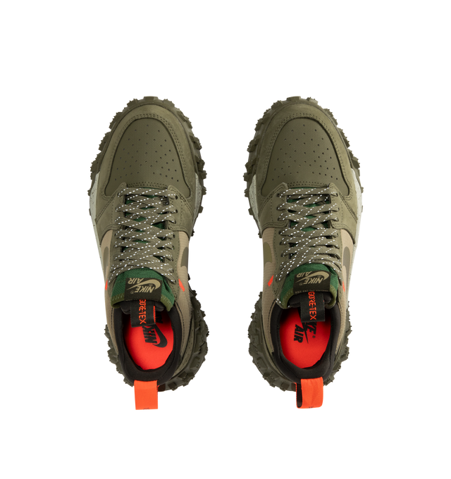 Image 5 of 5 - GREEN - JORDAN Air Jordan 1 Low A/T Sneaker featuring GORE-TEX material and a trail-ready outsole, leather and textiles to create a structured and breathable shoe, rubber outsole, braided laces and foam midsole. 