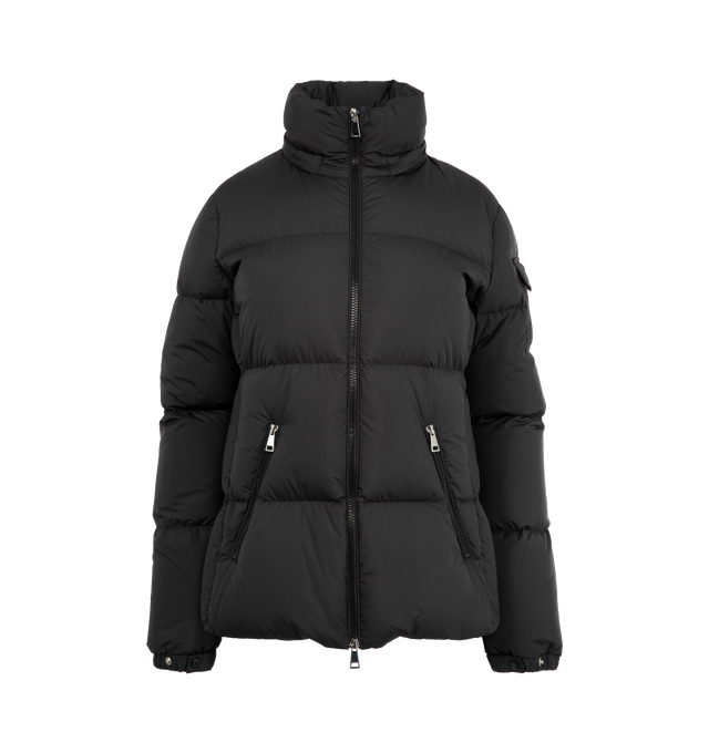 Image 4 of 4 - BLACK - MONCLER Fourmines Hooded Short Down Jacket featuring recycled polyester, down-filled, detachable and adjustable hood with recycled polyester lining, zipper closure, zipped pockets, sleeve pocket with snap button closure and adjustable cuffs. 100% polyester. Padding: 90% down, 10% feather. 