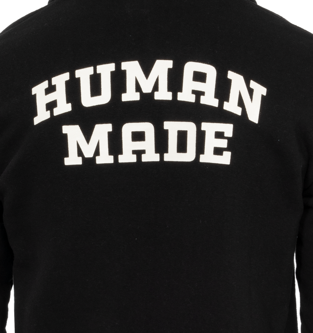 Image 4 of 4 - BLACK - HUMAN MADE Military Half-Zip Sweatshirt featuring half-zip sweatshirt with a rounded body, military-style design, heart motif on the left chest and ribbed cuffs and hem. 100% cotton. Made in Japan. 