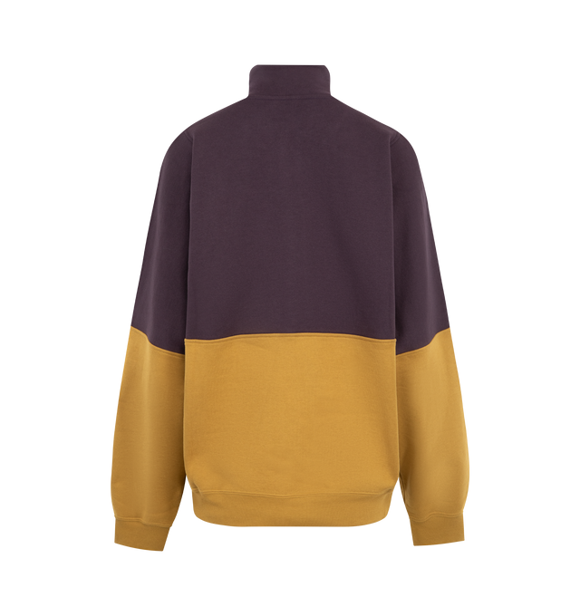 Image 2 of 2 - MULTI - SAINT LAURENT Half-Snap Sweatshirt featuring color-block fleece sweatshirt made with certified cotton, logo embroidery on the front, snap-button half placket, stand collar with snap-button half placket and ribbed cuffs and hem. 100% cotton. Made in France. 