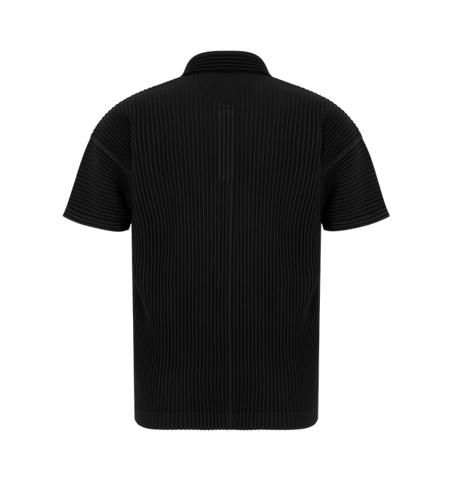 Image 2 of 2 - BLACK - Issey Miyake Mens Polo Shirt is crafted from lightweight quick-drying polyester. Features a regular collar, short sleeves, and a comfortable, portable silhouette. Main Material: 100% Polyester. Made in Japan. 