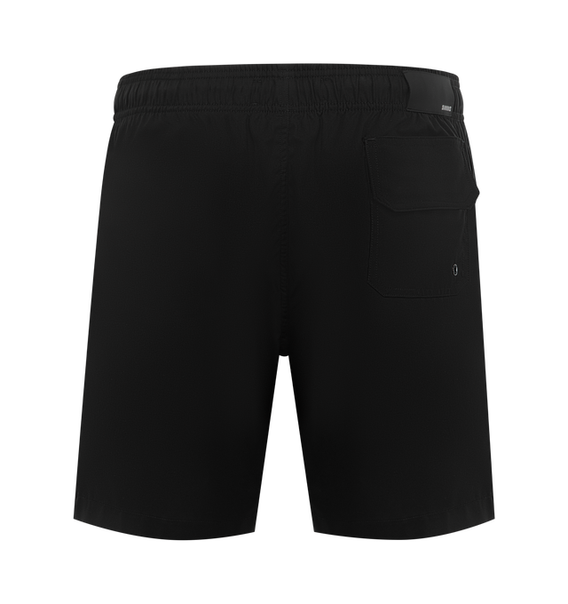 Image 2 of 3 - BLACK - AMIRI Hollywood Swim Shorts featuring polyester taffeta swim shorts, drawstring at elasticized waistband, three-pocket styling, logo graphic bonded at front, rubberized logo patch at back waistband and partial mesh lining. 100% polyester. 