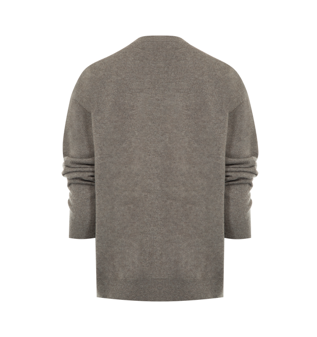 Image 2 of 2 - BROWN - THE ROW Misael Sweater in Cashmere featuring classic crewneck sweater in smooth midweight cashmere with boxy fit and ribbed neckline, cuffs, and hem. 100% cashmere. Made in Italy. 