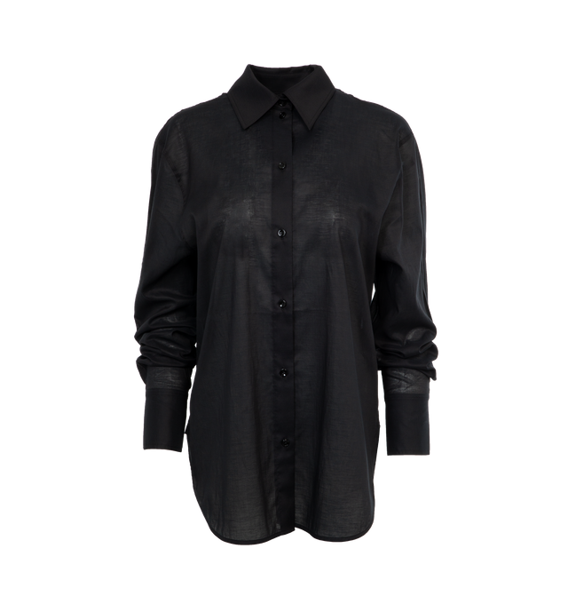 Image 1 of 3 - BLACK - TOTEME Kimono Sleeve Shirt featuring buttoned placket and cuffs, back yoke, box pleat and relaxed fit. 100% cotton organic. 