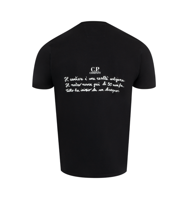 Image 2 of 2 - BLACK - C.P. COMPANY Back Letter T-Shirt featuring short sleeves, crew neck and graphic printed at front and back. 100% cotton. 