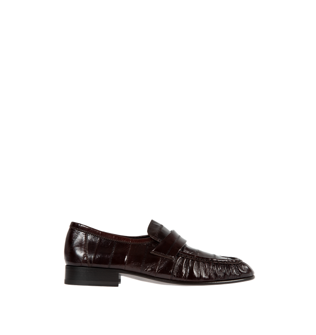 BROWN - THE ROW Soft Loafer in Leather featuring artisanally-crafted loafer in paneled sport nappa leather with natural pleating effect and hand-painted leather sole. 0.75 in. heel. 100% nappa leather upper. Leather lining and sole. Made in Italy.