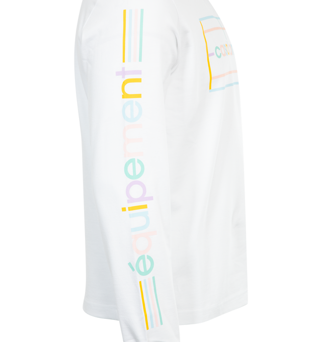 Image 2 of 3 - WHITE - CASABLANCA Pastel Court T-shirt featuring logo print to the front, logo print at the sleeve, crew neck, long sleeves, ribbed cuffs and straight hem. 100% cotton. 