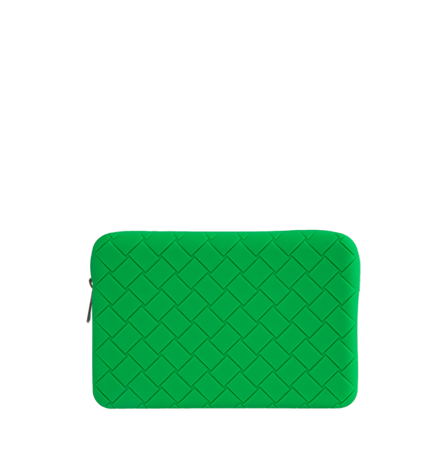 Image 1 of 3 - GREEN - BOTTEGA VENETA Zipped Pouch featuring single main compartment, zip closure and unlined. 5.7" x 8.3" x 1.8". Made in Italy. 