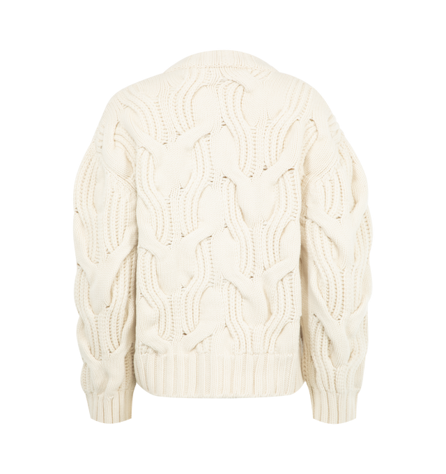Image 2 of 2 - WHITE - BOTTEGA VENETA Wool Cardigan featuring 3D twisted cable wool, button closure and regular fit. 100% virgin wool. Made in Italy. 