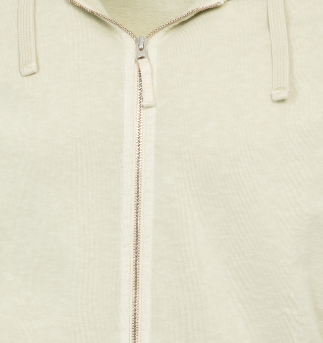 Image 3 of 3 - WHITE - STONE ISLAND Zip Hoodie featuring drawstring at hood, zip closure, rib knit hem and cuffs and detachable logo patch at sleeve. 100% cotton. Made in Turkey. 