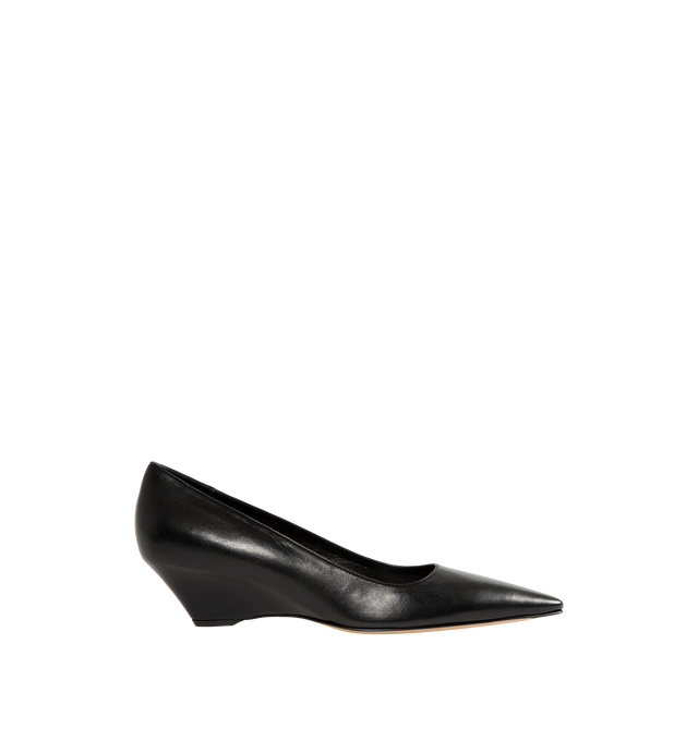 Image 1 of 4 - BLACK - The Row Women's Low-Heeled Shoes are crafted from soft lambskin leather and feature a refined pointed toe with a tapered wedge heel for a sleek, minimalist silhouette. Finished with a calfskin leather sole, these designer shoes combine understated elegance with The Row's signature craftsmanship for effortless everyday styling. Main Material: 100% Lambskin Leather. Sole: Calfskin Leather. Heel Height: 2 in. Made in Italy. 